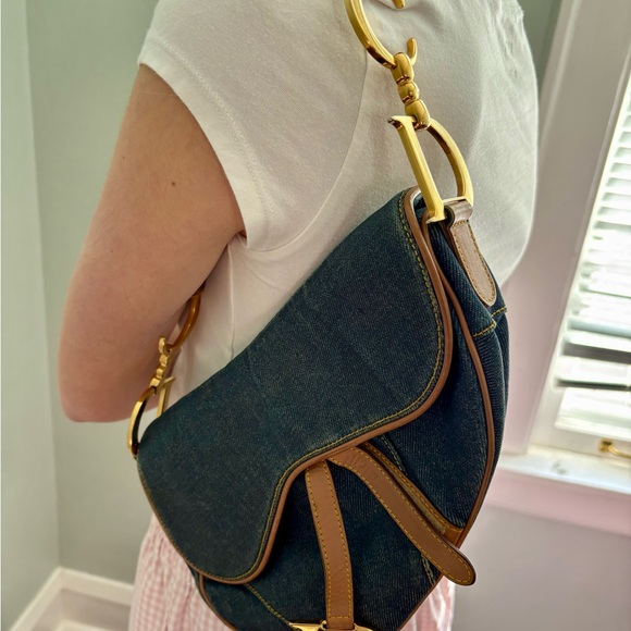 Christian Dior Blue Denim Saddle Handbag - Picture 3 of 9